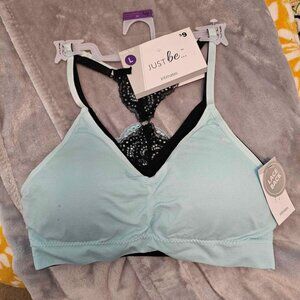 Seamless, Wireless Bralettes with Lace Racer Back, NWT